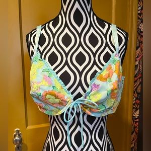 Savage X Fenty Blue Floral Soft Cup Bra 36DD NWOT